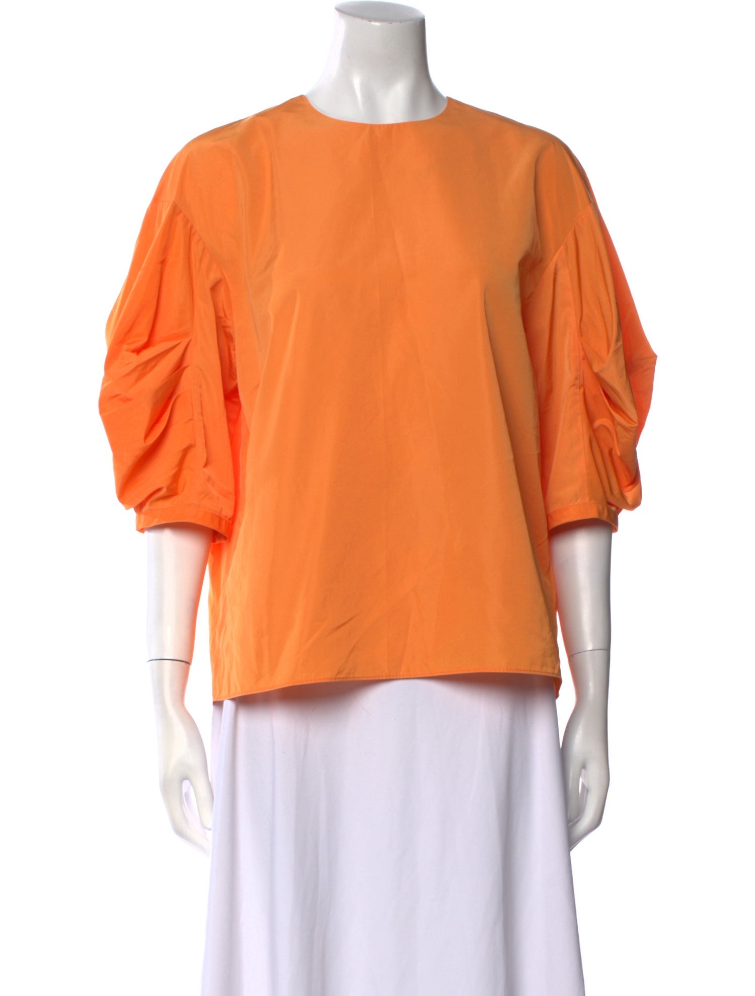 Tibi Crew Neck Three-Quarter Sleeve Blouse