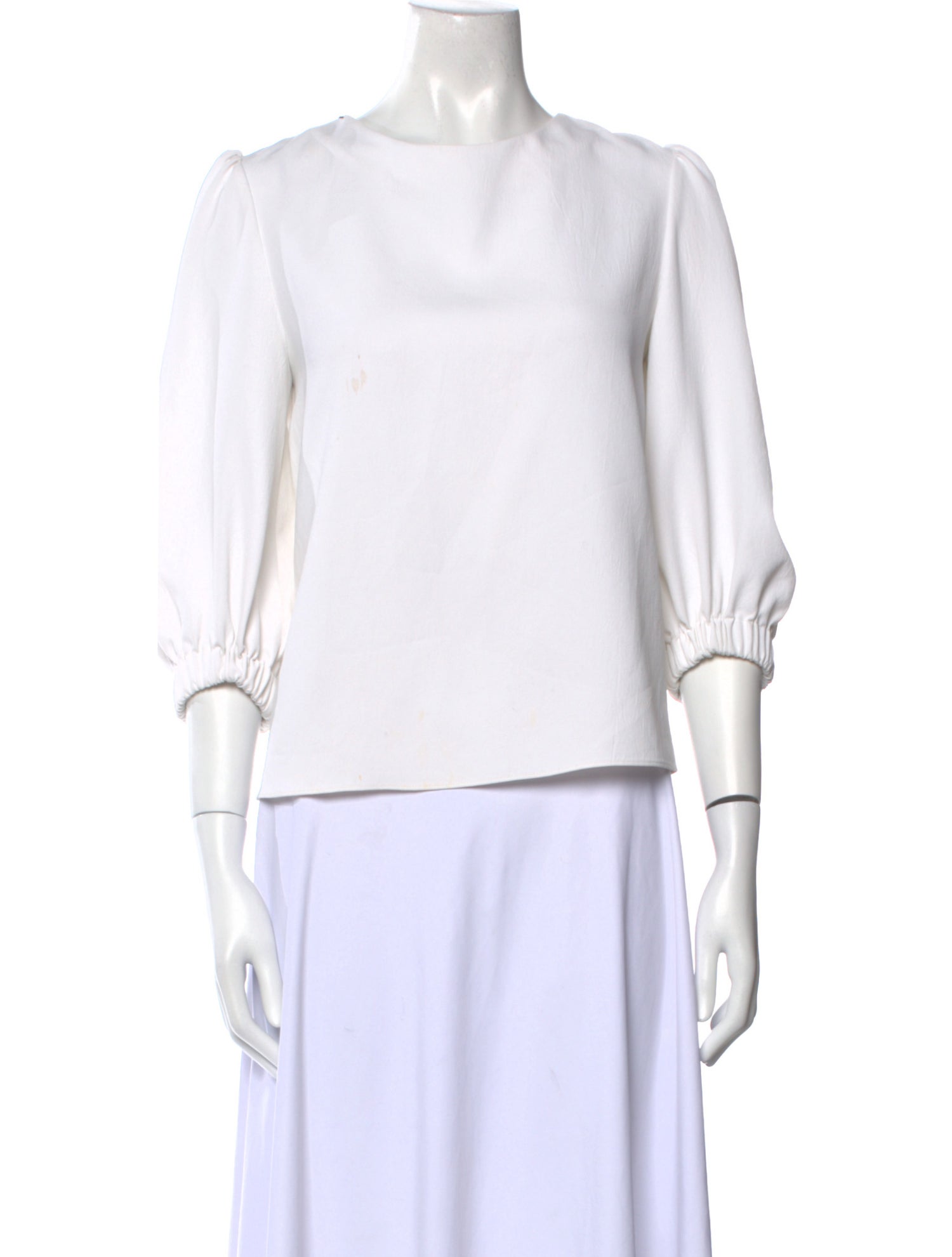 Tibi Crew Neck Three-Quarter Sleeve Blouse