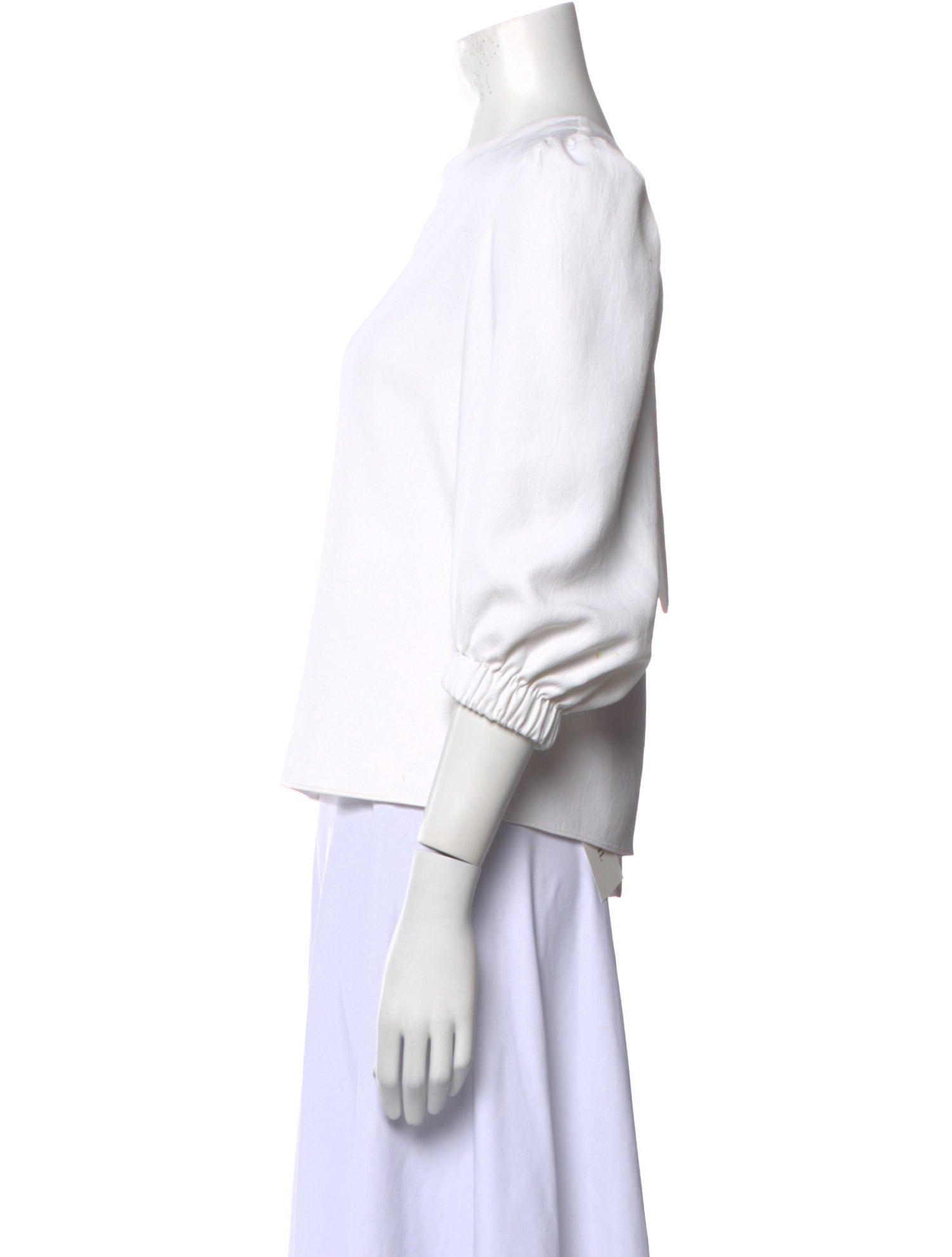 Tibi Crew Neck Three-Quarter Sleeve Blouse