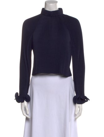 Tibi Mock Neck Long Sleeve Crop Top