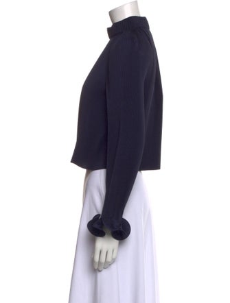 Tibi Mock Neck Long Sleeve Crop Top
