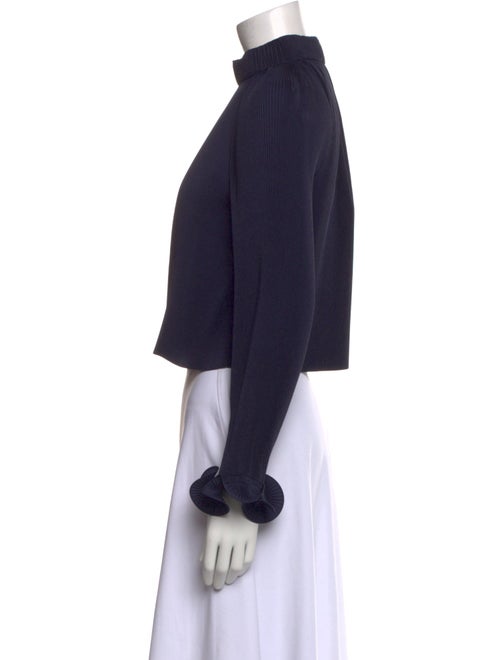 Tibi Mock Neck Long Sleeve Crop Top