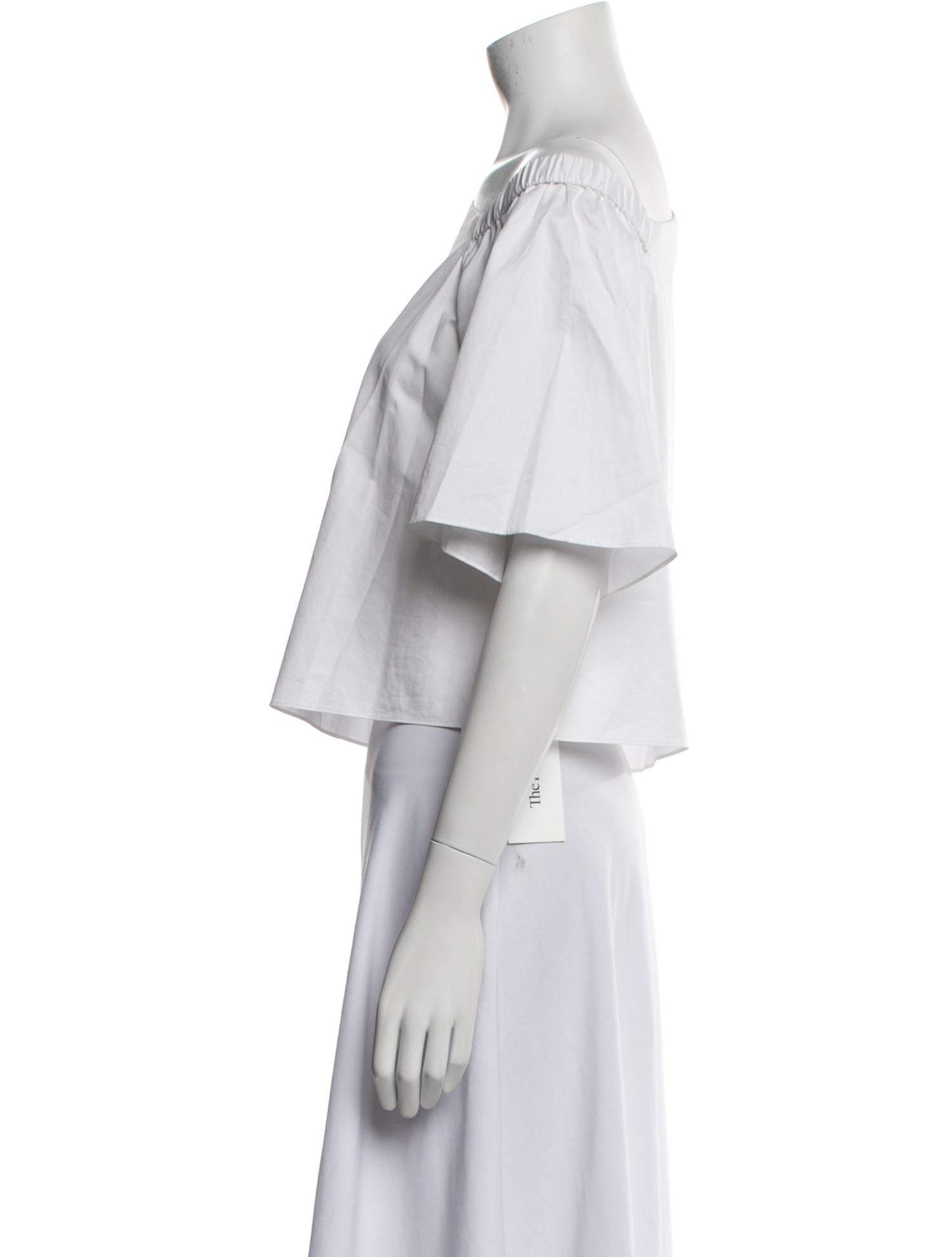 Tibi Scoop Neck Three-Quarter Sleeve Crop Top