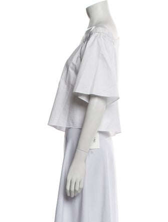 Tibi Scoop Neck Three-Quarter Sleeve Crop Top