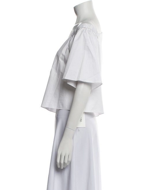 Tibi Scoop Neck Three-Quarter Sleeve Crop Top