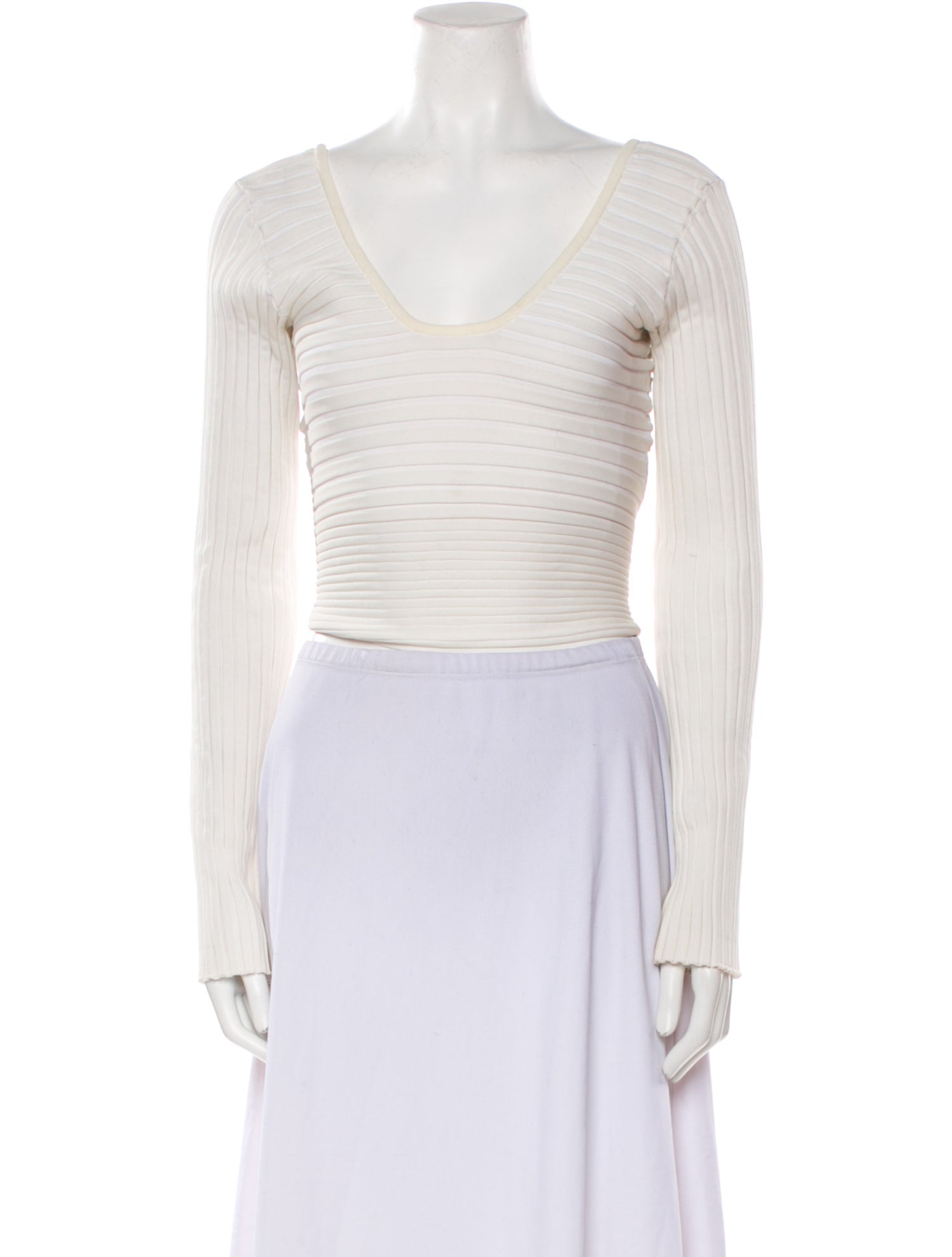 Tibi V-Neck Long Sleeve Crop Top