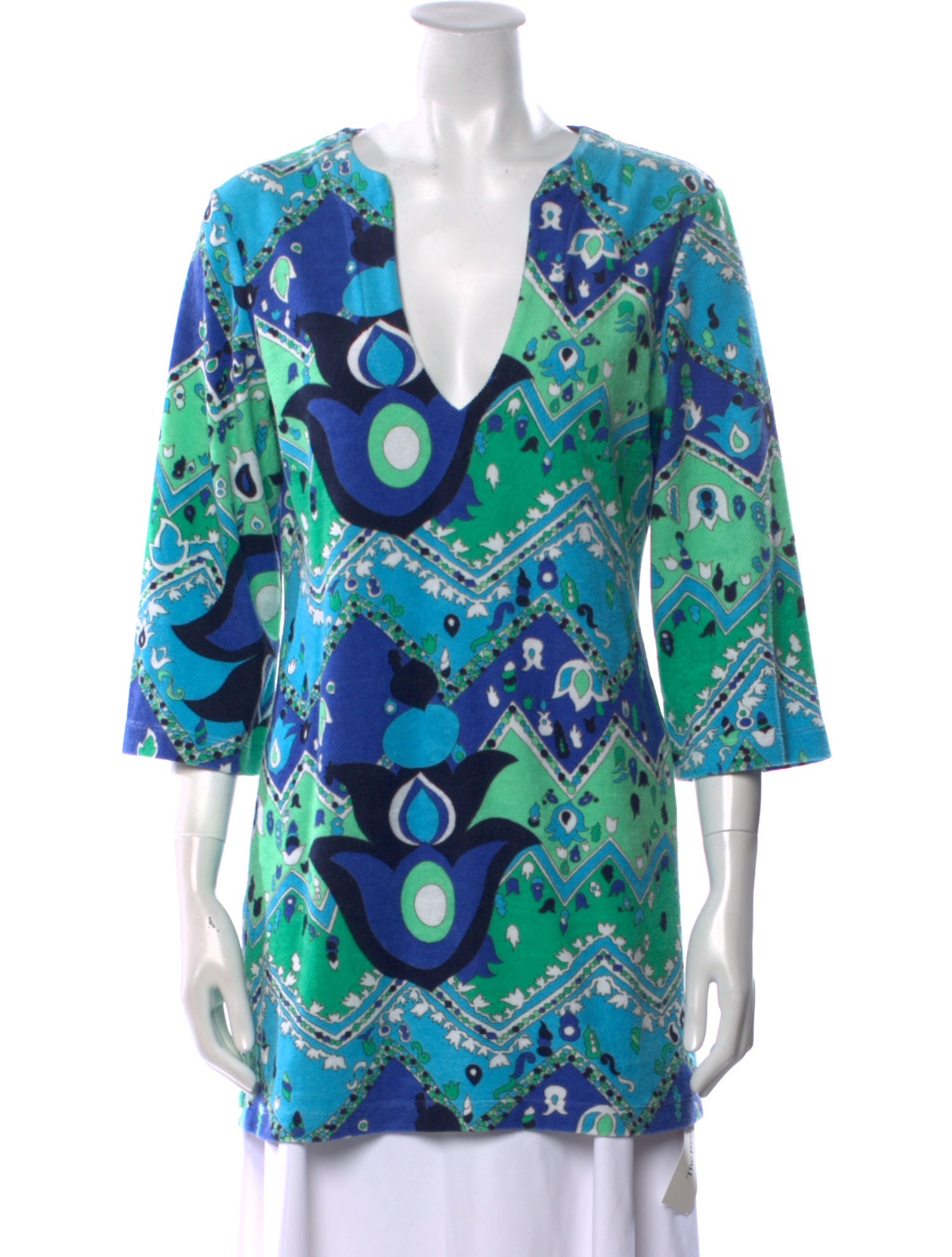 Tibi Printed V-Neck Tunic
