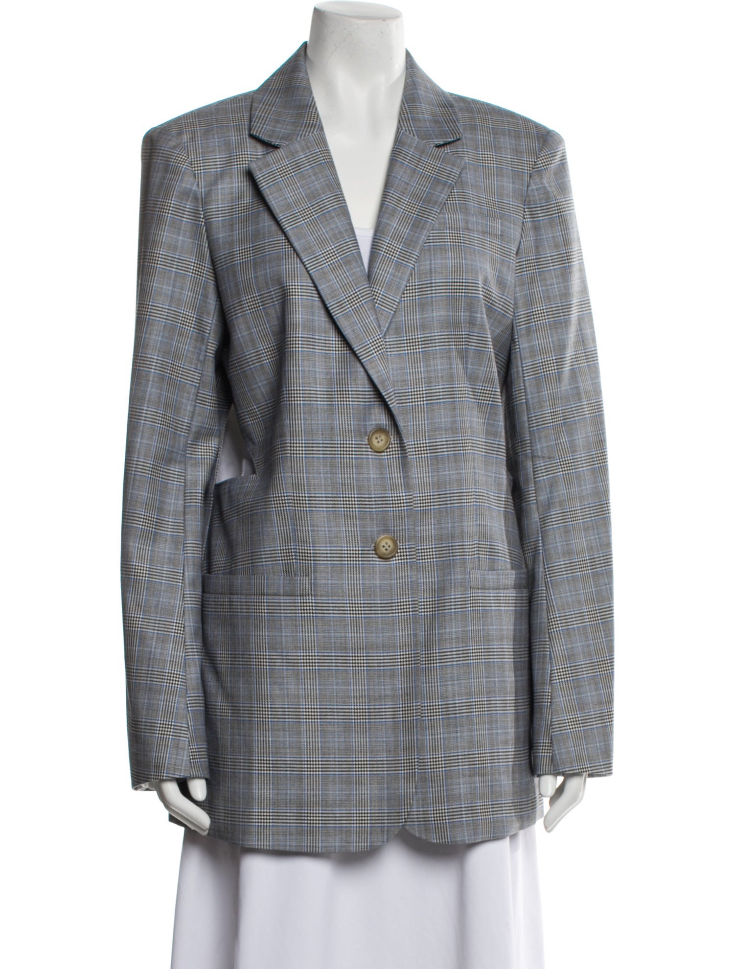 Tibi Wool Plaid Print Blazer