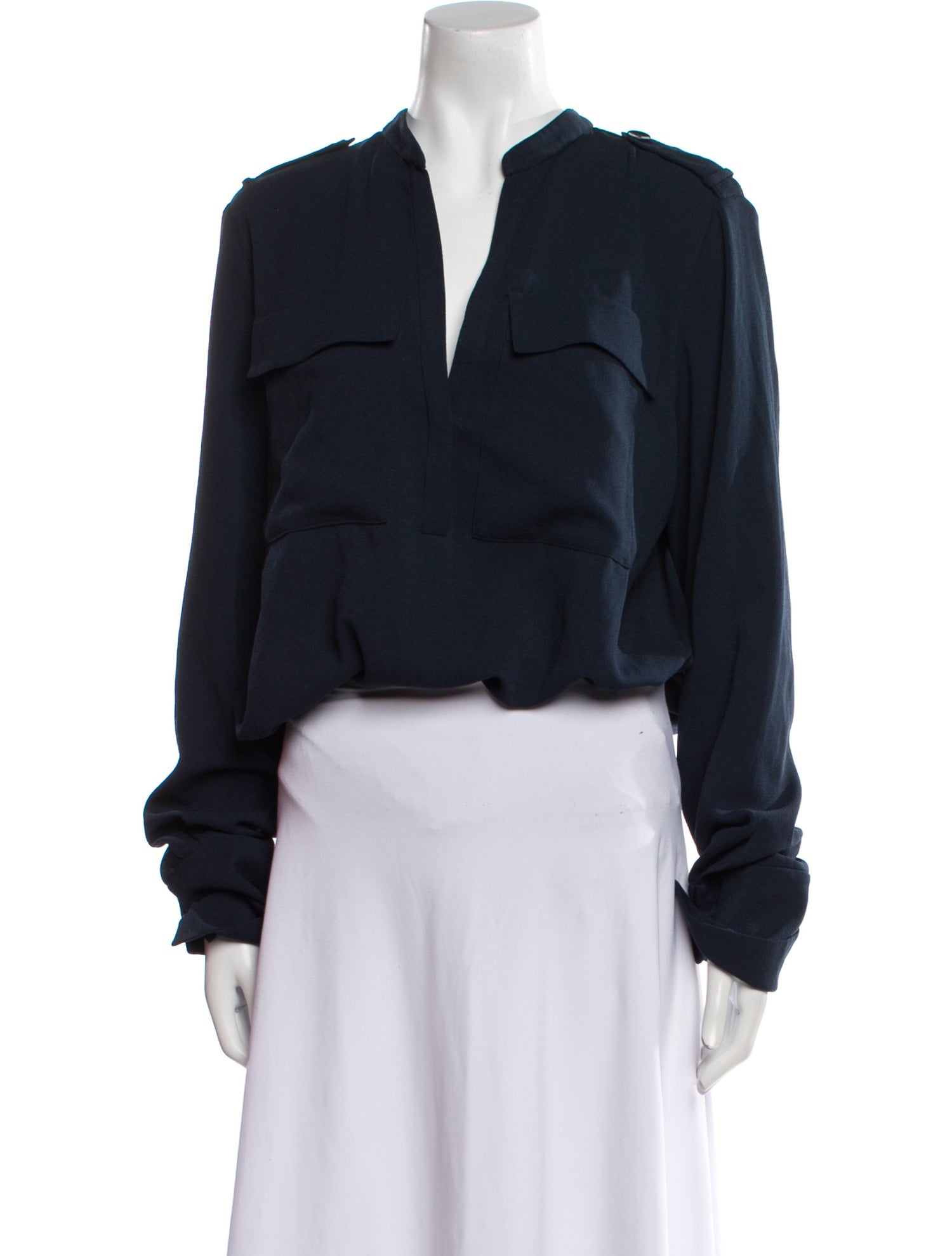 Tibi V-Neck Long Sleeve Crop Top