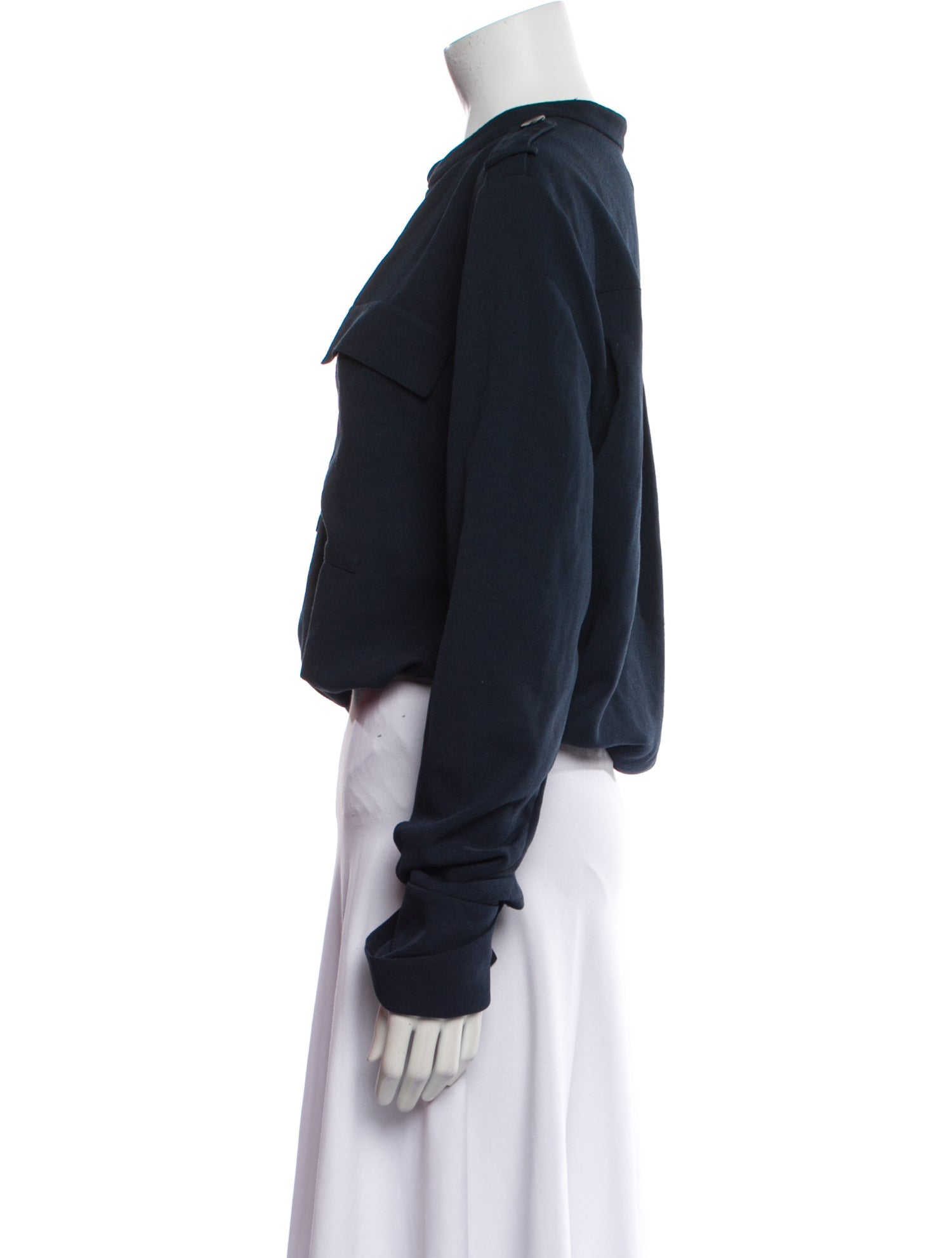 Tibi V-Neck Long Sleeve Crop Top