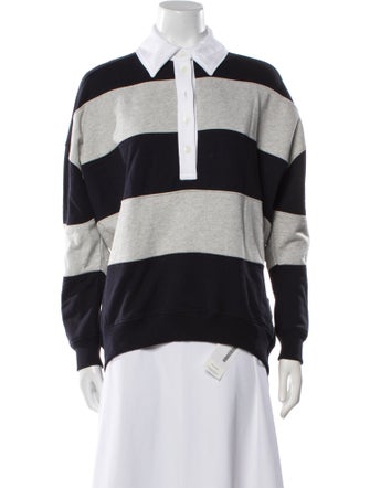 Tibi Striped Long Sleeve Polo