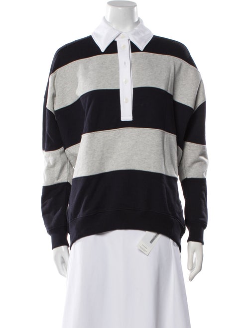 Tibi Striped Long Sleeve Polo