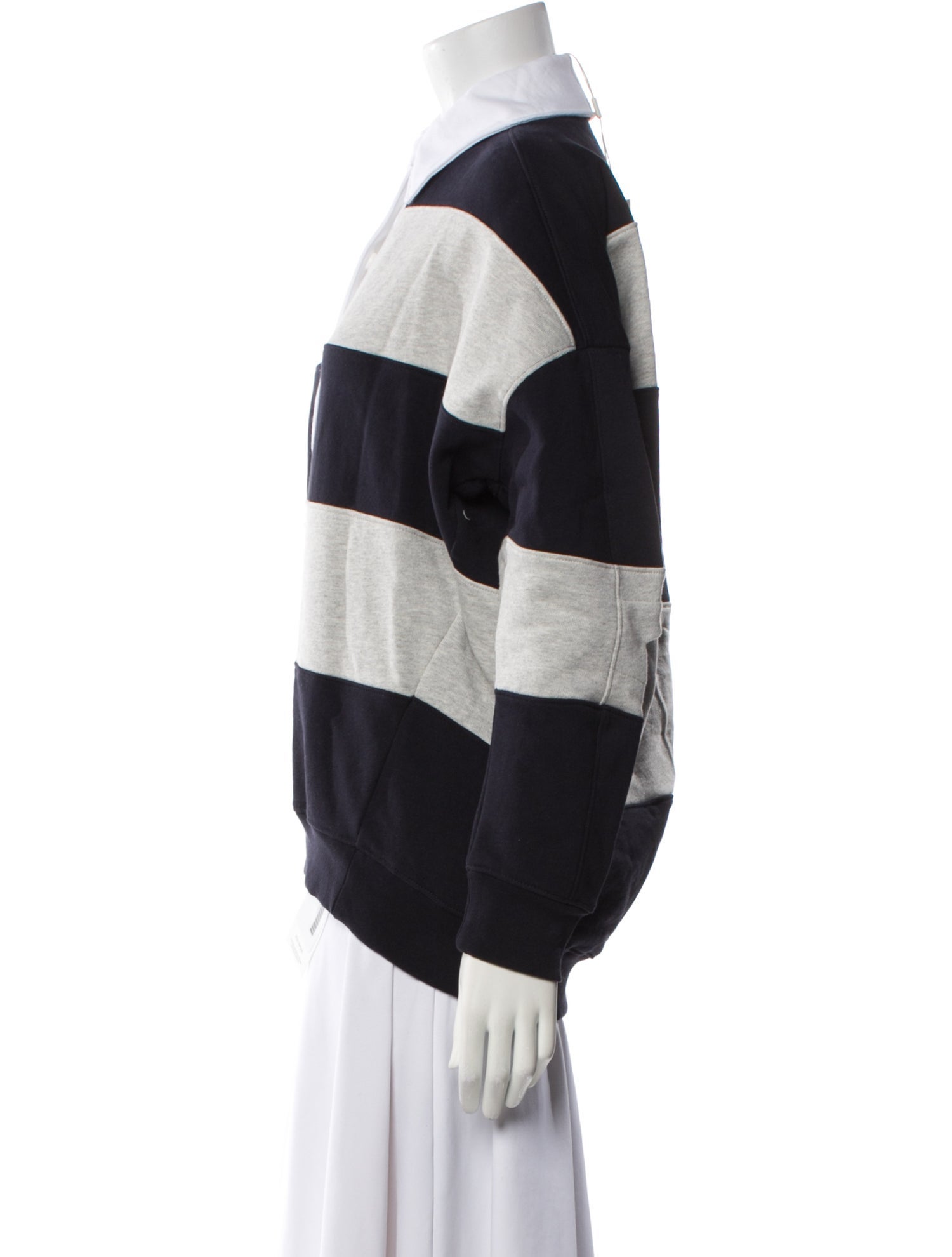 Tibi Striped Long Sleeve Polo