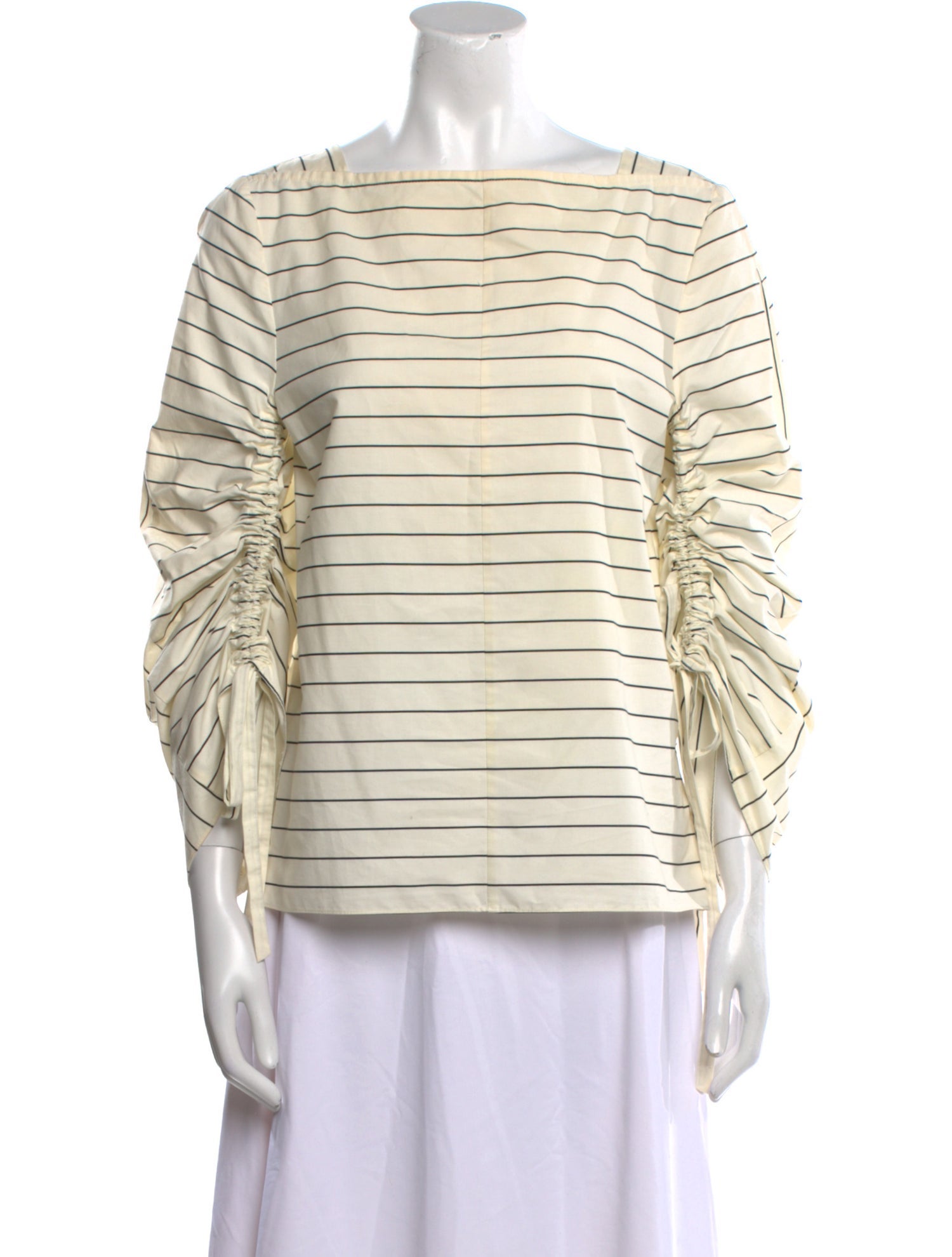 Tibi Striped Bateau Neckline Top