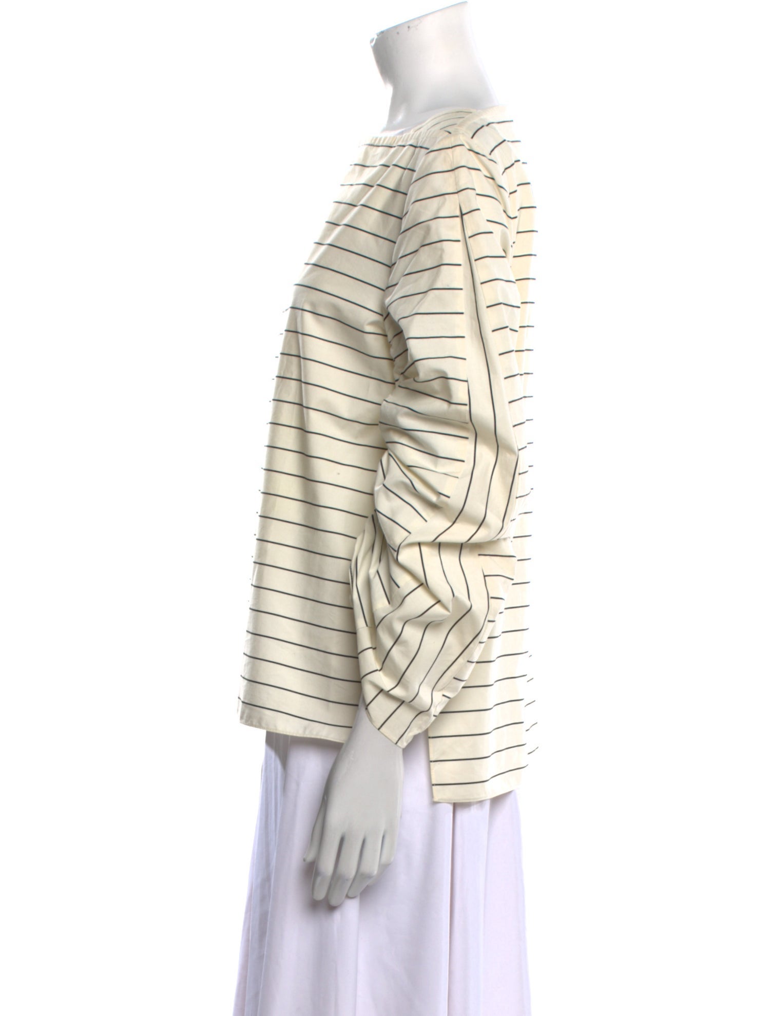 Tibi Striped Bateau Neckline Top