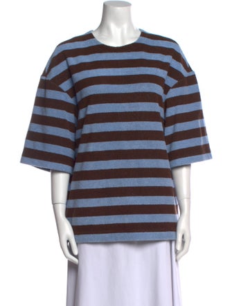 Tibi Striped Crew Neck Sweatshirt