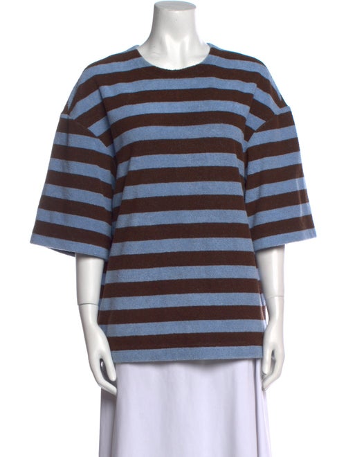 Tibi Striped Crew Neck Sweatshirt