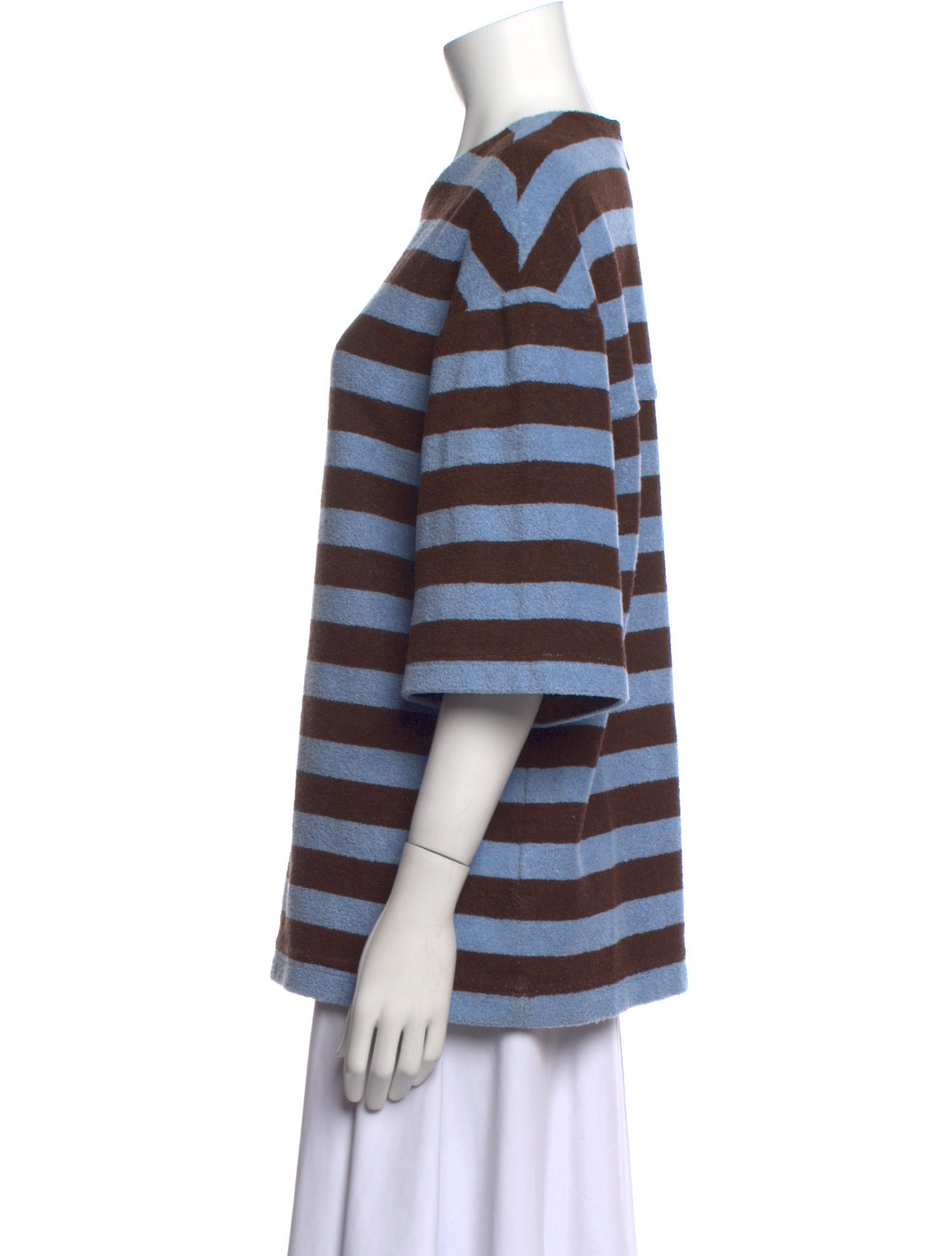 Tibi Striped Crew Neck Sweatshirt
