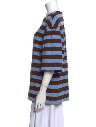 Tibi Striped Crew Neck Sweatshirt