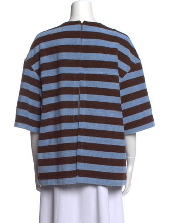 Tibi Striped Crew Neck Sweatshirt