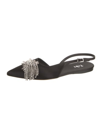 Tibi Satin Crystal Embellishments Slingback Flats
