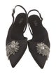 Tibi Satin Crystal Embellishments Slingback Flats