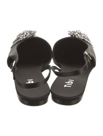 Tibi Satin Crystal Embellishments Slingback Flats