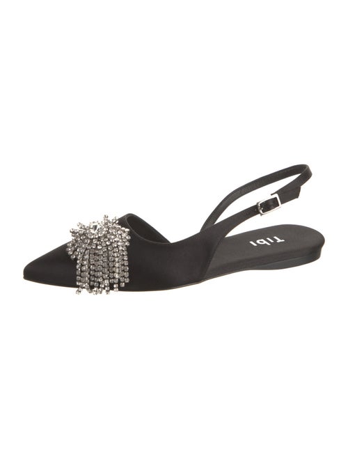 Tibi Satin Crystal Embellishments Slingback Flats