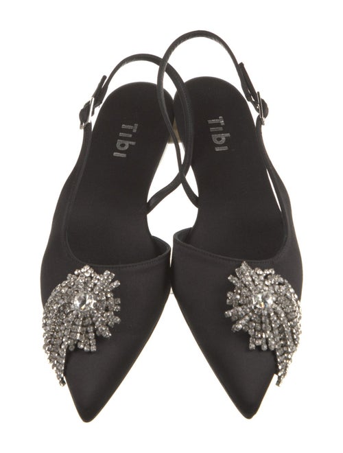 Tibi Satin Crystal Embellishments Slingback Flats