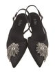 Tibi Satin Crystal Embellishments Slingback Flats