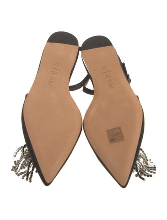 Tibi Satin Crystal Embellishments Slingback Flats