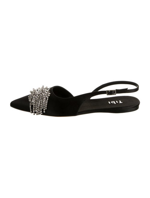 Tibi Satin Crystal Embellishments Slingback Flats