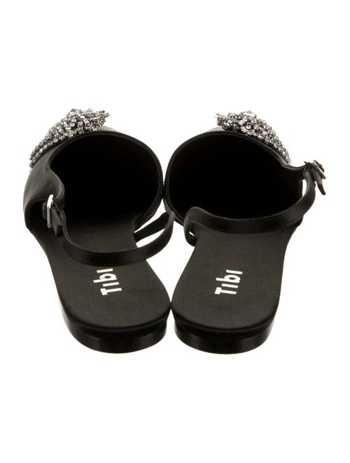 Tibi Satin Crystal Embellishments Slingback Flats