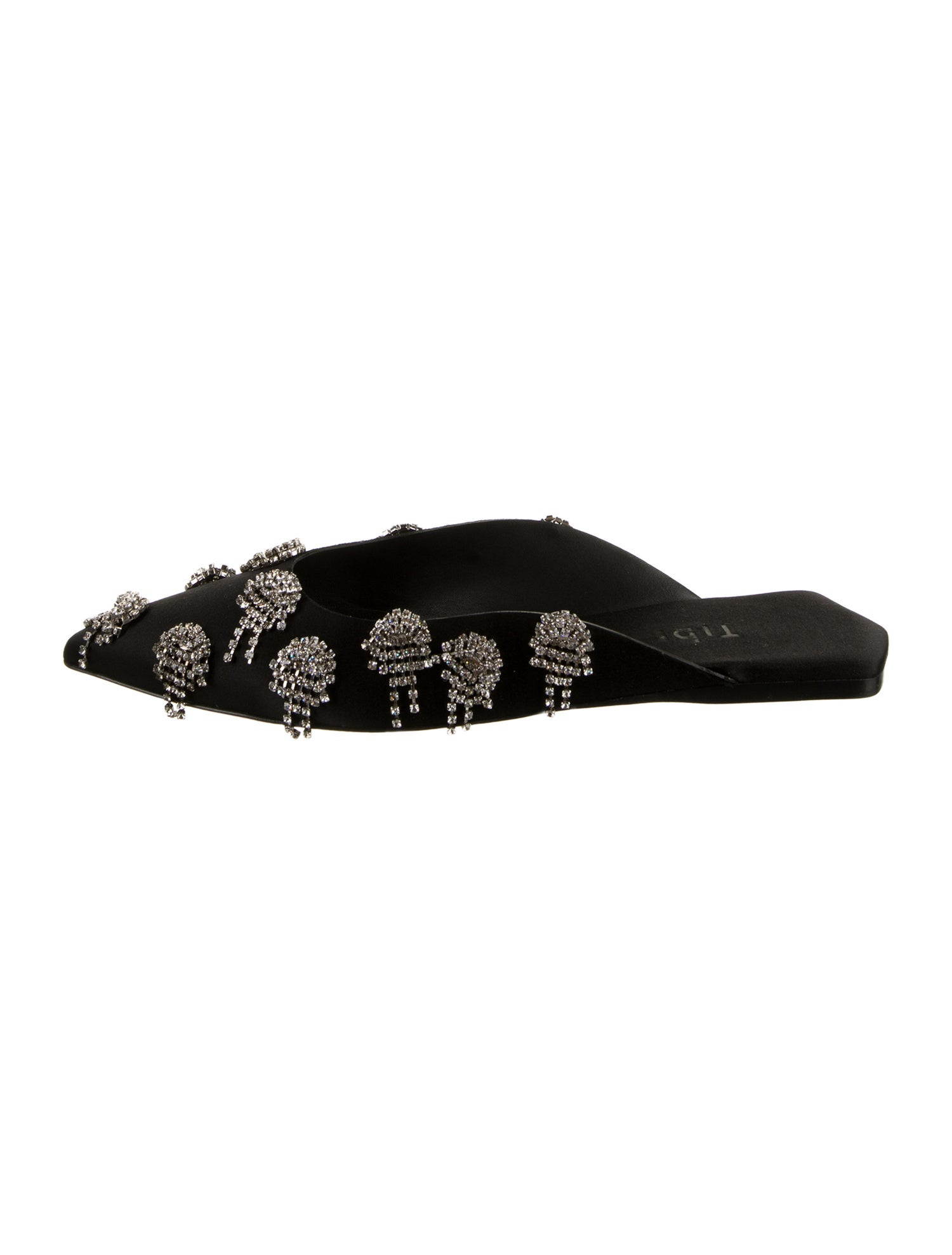 Tibi Satin Crystal Embellishments Mules