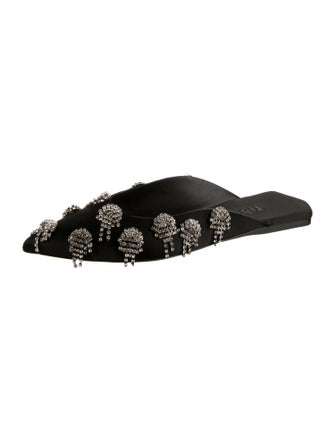 Tibi Satin Crystal Embellishments Mules