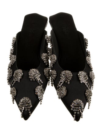 Tibi Satin Crystal Embellishments Mules