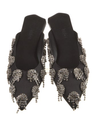 Tibi Satin Crystal Embellishments Mules