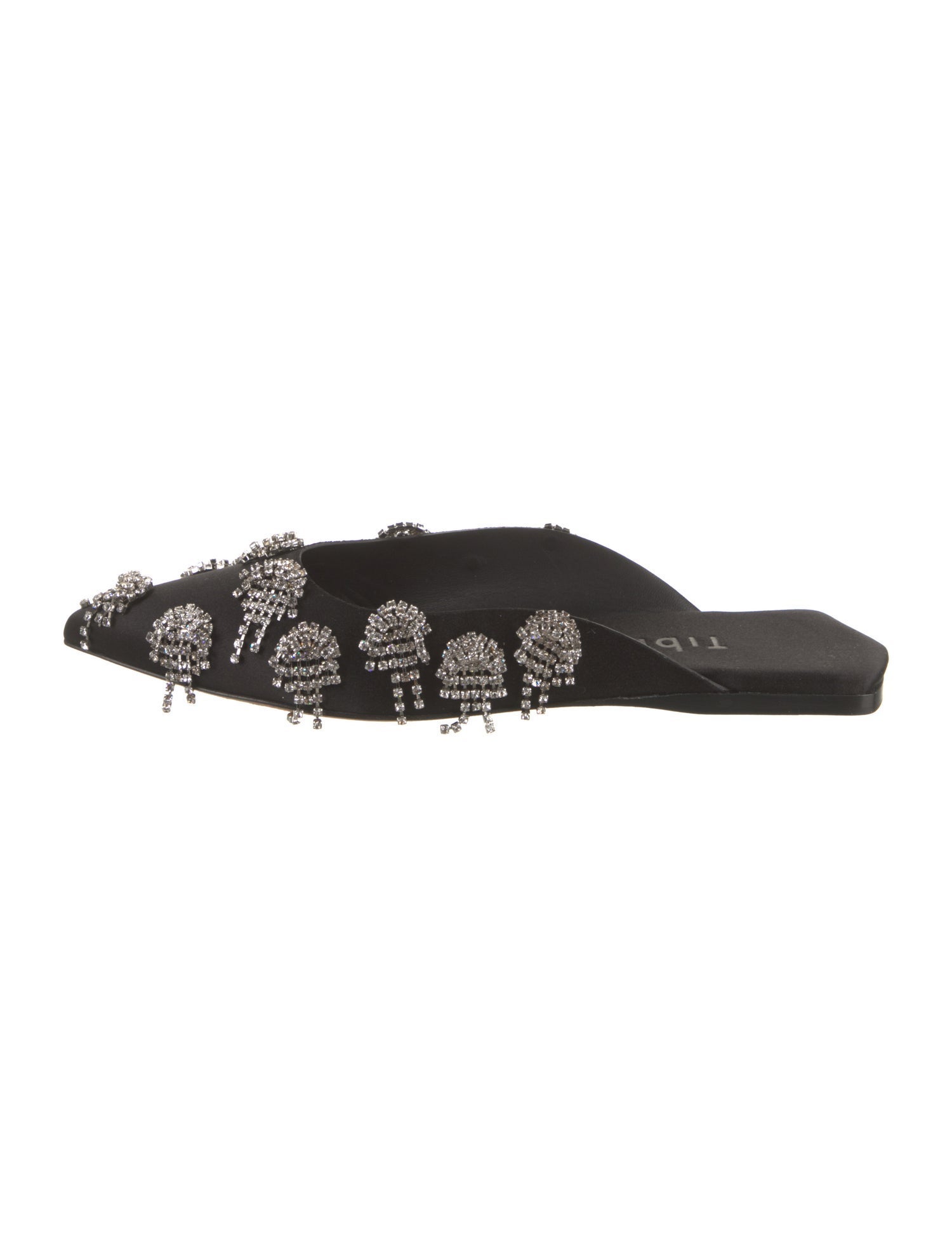 Tibi Satin Crystal Embellishments Mules