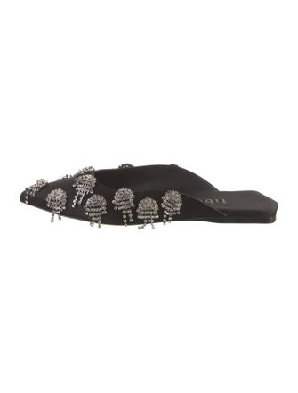 Tibi Satin Crystal Embellishments Mules