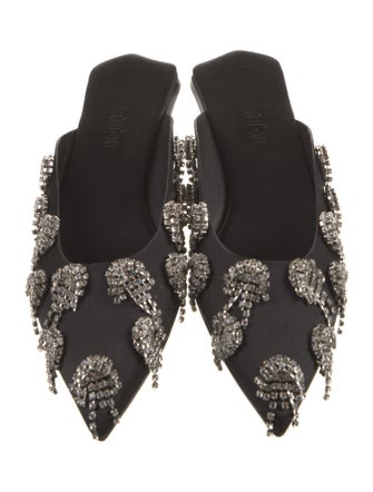 Tibi Satin Crystal Embellishments Mules