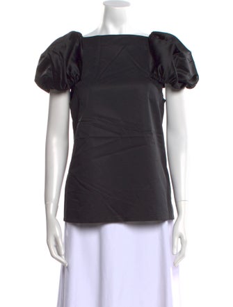 Tibi Square Neckline Short Sleeve Blouse