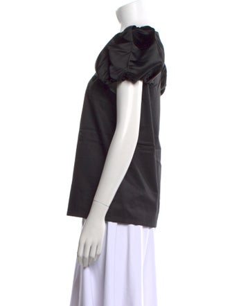 Tibi Square Neckline Short Sleeve Blouse