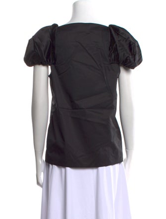 Tibi Square Neckline Short Sleeve Blouse