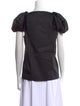 Tibi Square Neckline Short Sleeve Blouse