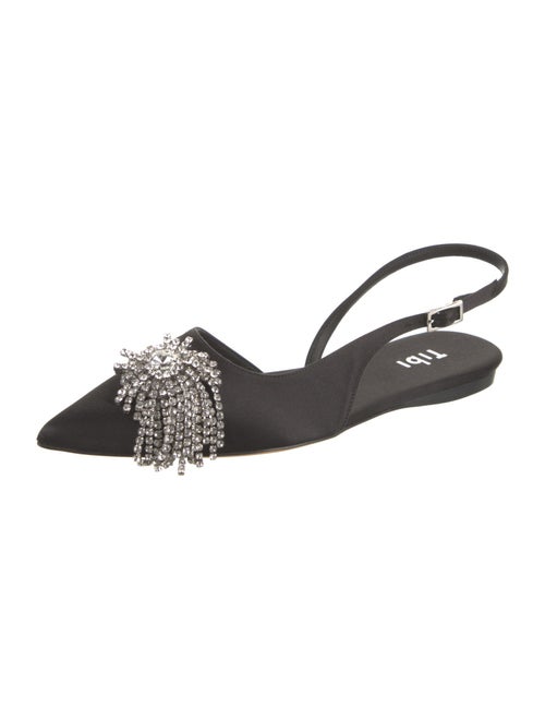 Tibi Satin Crystal Embellishments Slingback Flats