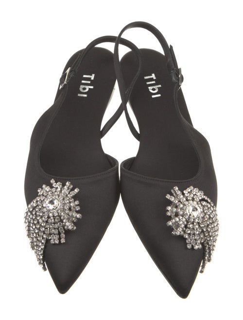 Tibi Satin Crystal Embellishments Slingback Flats