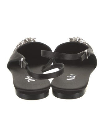 Tibi Satin Crystal Embellishments Slingback Flats