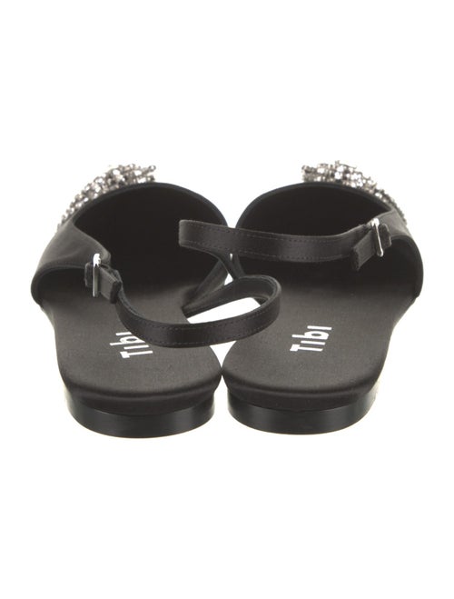 Tibi Satin Crystal Embellishments Slingback Flats