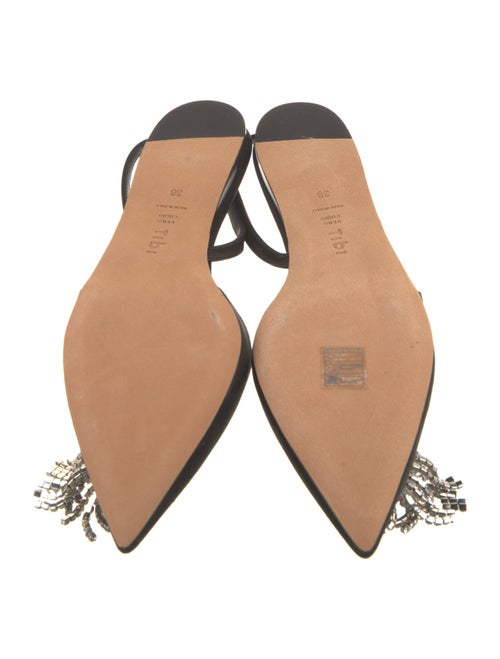 Tibi Satin Crystal Embellishments Slingback Flats