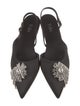 Tibi Satin Crystal Embellishments Slingback Flats